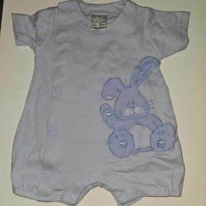 5/20 Baby's Friend Newborn Blue Bunny Embroide Cotton Romper Onesie Bodysuit